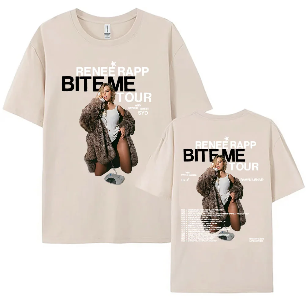 Reneé Rapp Bite Me Tour 2025 T-shirt Summer Short Sleeve Female Tshirts Singer Graphic Printing T Shirt O-neck Fashion Women Tee