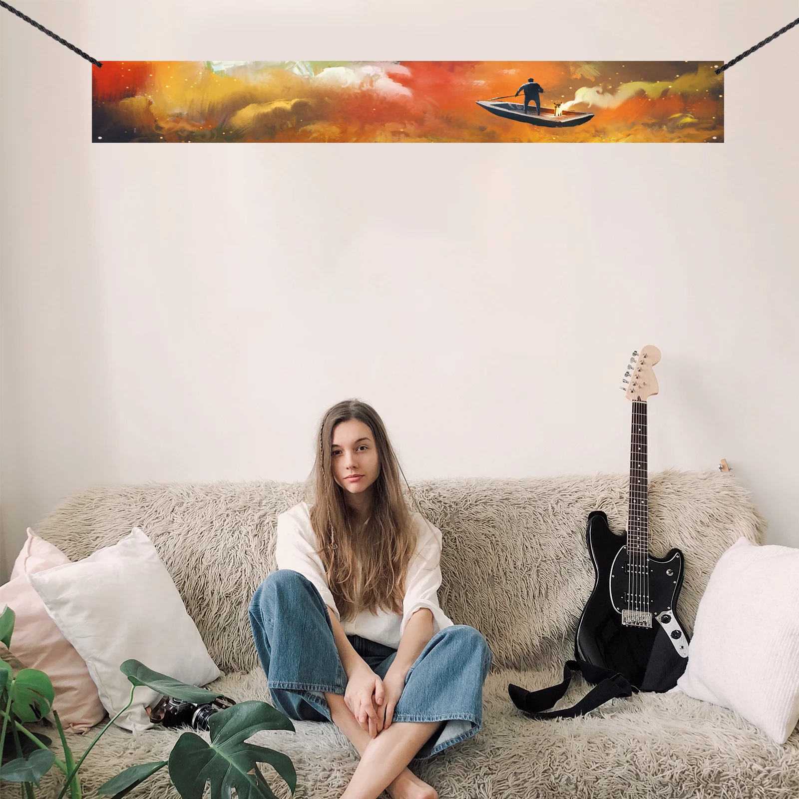 

Large Blank Banner Sign DIY Hanging Sign Easy to Customize for Business Office School Wedding Party Photography Backdrop