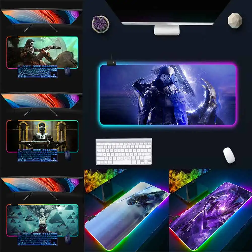 Cool Sci-fi shooting Destinys 2 RGB Pc Gamer Keyboard Mouse Pad Mousepad LED Glowing Mouse Mats Rubber Gaming Computer Mausepad