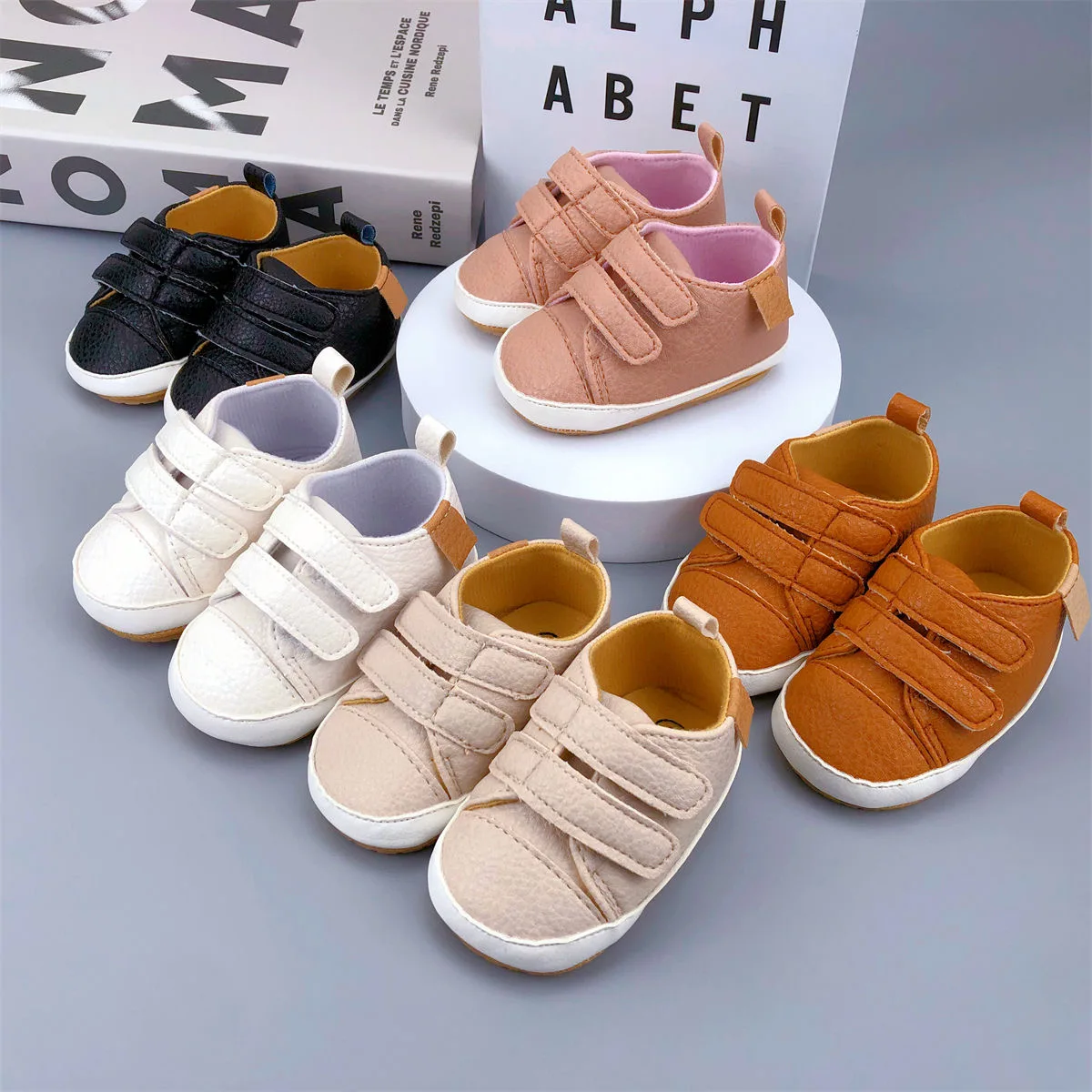 

Stylish All-Season Baby Sneakers: Lightweight, Secure Non-Slip Sole, Easy Hook-and-Loop Fastener & Chic EmbroideredDesign