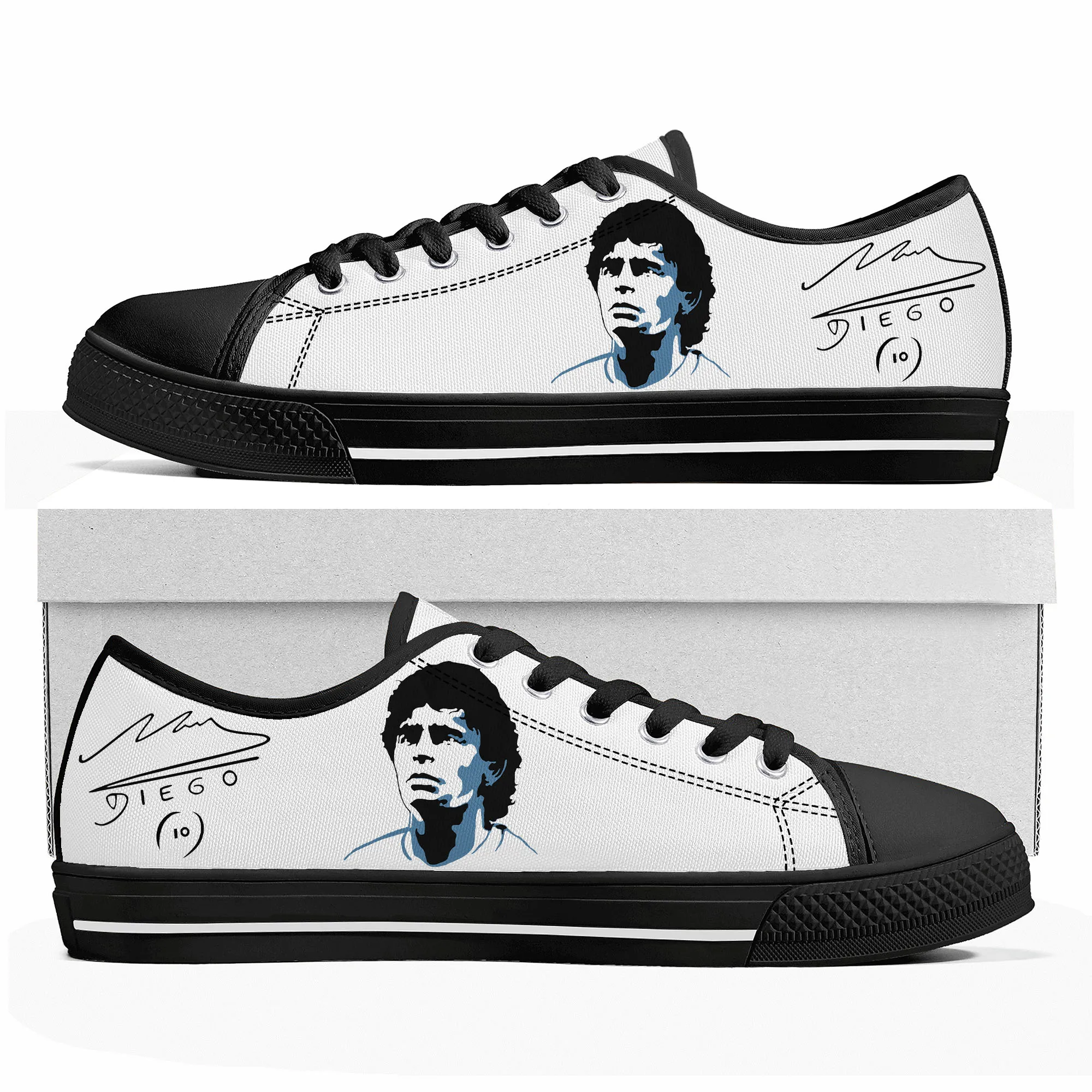 Diego Maradona football player Low Top Sneakers Mens Womens Teenager Canvas Sneaker Casual Custom Made Shoes Customize Shoe