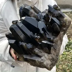 Huge Naturally Formed Tea Black Quartz Cluster,Crystal Primitive Stone Cluster,Mineral Sample Repair Stone,Energy Degaussing Gem