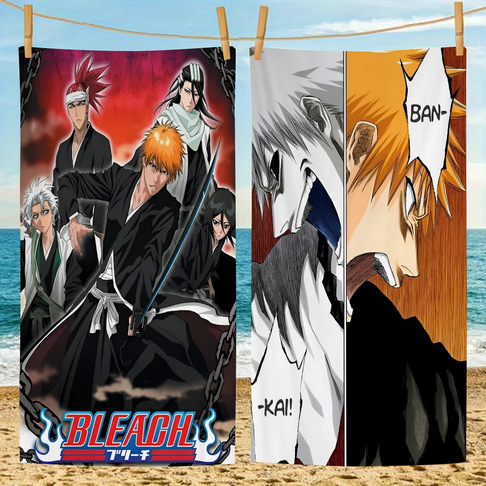 

Anime Figure Ichigo Bleach Microfiber Blanket Quick Drying Beach Towels Oversized Printing Super Absorbent Pool Towel Blanket