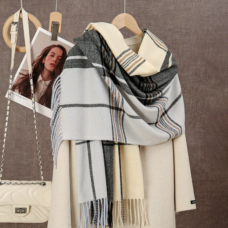 النسخة الكورية من وشاح متعدد الاستخدامات ذو مزاج جديد على الوجهين من الكشمير المقلد الراقية وشاح دافئ شال انفجار