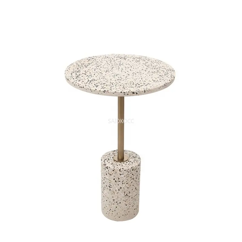 Nordic modern luxury hot sale terrazzo top living room sofa round coffee side table natural marble wholesale customization