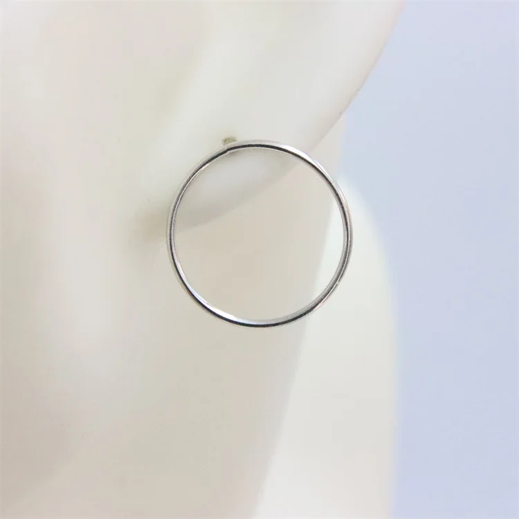 ZFSILVER 100% 925 Sterling Silver Fashion Big Circle Round Stud Earrings For Women Lovely Girl Jewelry Accessories Brincos Party