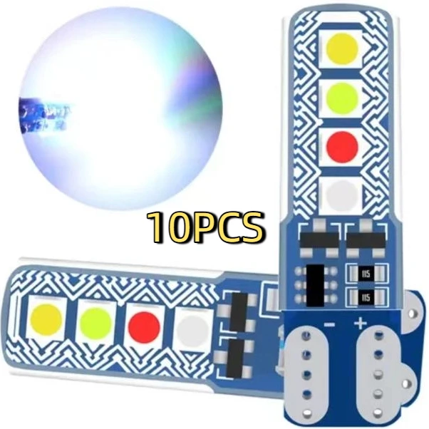 10PCS Car License Plate Light RGB T10 3030 8SMD LED Strobe Flash Light Led W5W/194 Clearance Lights Side Marker Parking Lamp