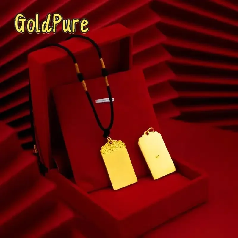 Goldpure Goldpure GoldpureUnisex 24K Gold (AU999) Ancient Cloud Wushi Pendant | Solid gold 3D clouds, chiseled water patterns in