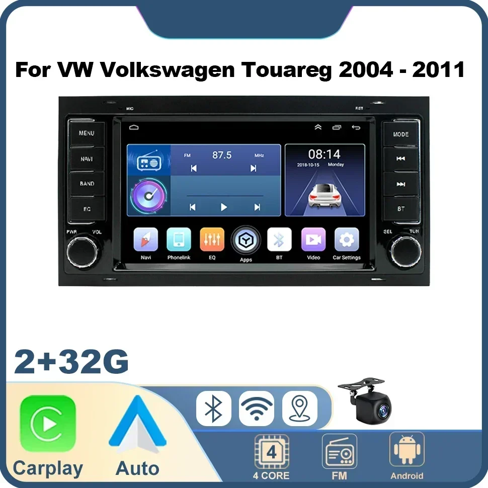 

2 Din автомобильное медиа-видео RDS для Volkswagen VW Touareg Multivan T5 Transporte 2004-2011, беспроводной CarPlay, Android, авто стерео аудио