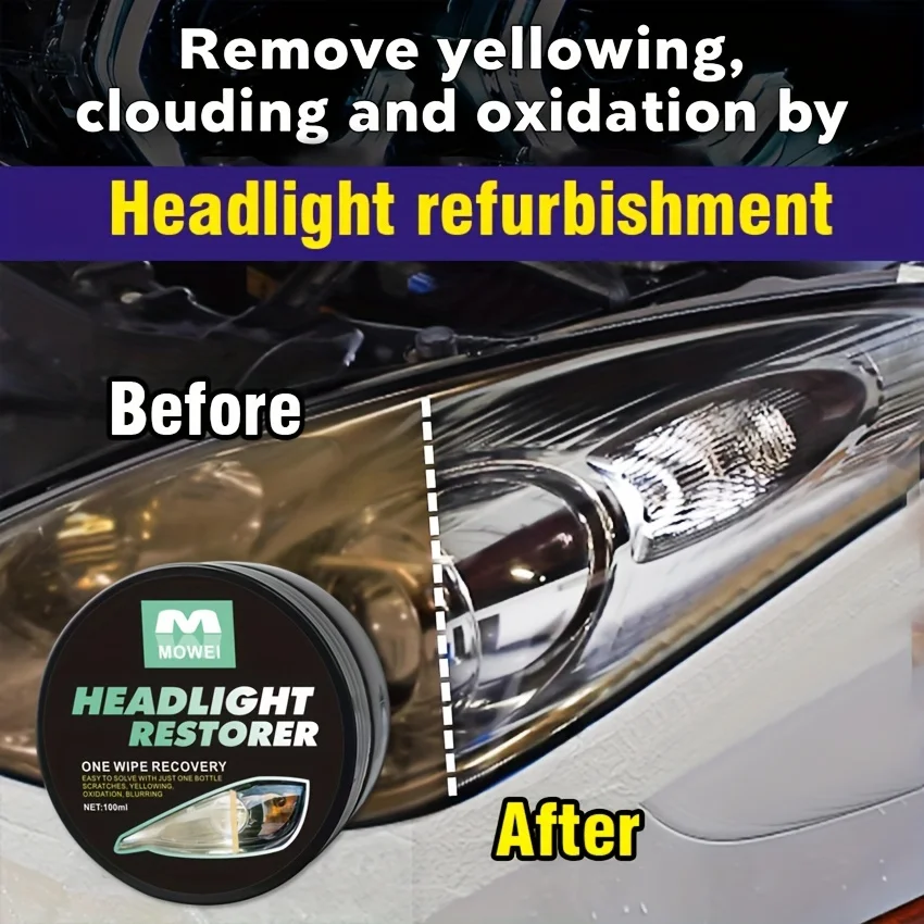 Quick-Fix Car Headlight Restorer - 3.38oz, Scratch Yellowing Repair, Easy Polishing Coating for Enhanced Visibility