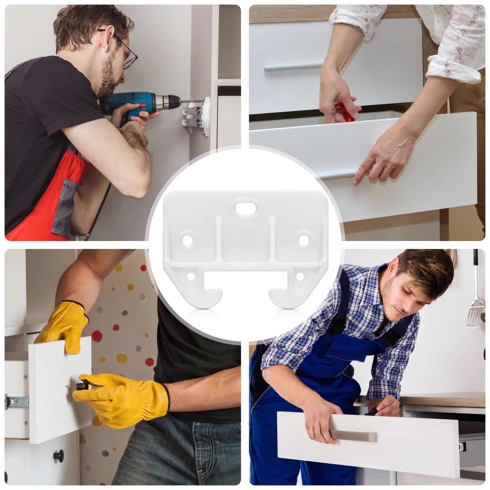 Guide per binari per cassetti in plastica da 10 pezzi, resistenti, facili da installare, staffa di ricambio per hardware per armadio, montaggio centrale