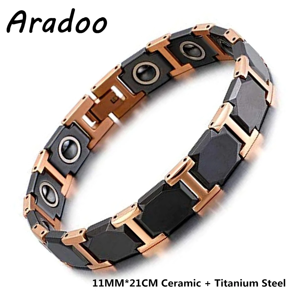 Aradoo Ceramic Energy Bracelet Titanium Steel Hematite Anion Anti-Radiation Magnetic Slimming Men\'s Bracelets