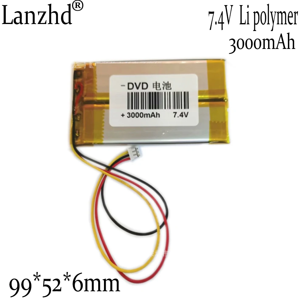 1-12 sztuk nowa bateria 7.4V polimer Li 3000mAh baterie litowe dla telefonów komórkowych DVD baterii 7.4V EVD przenośny DVD akumulator litowo