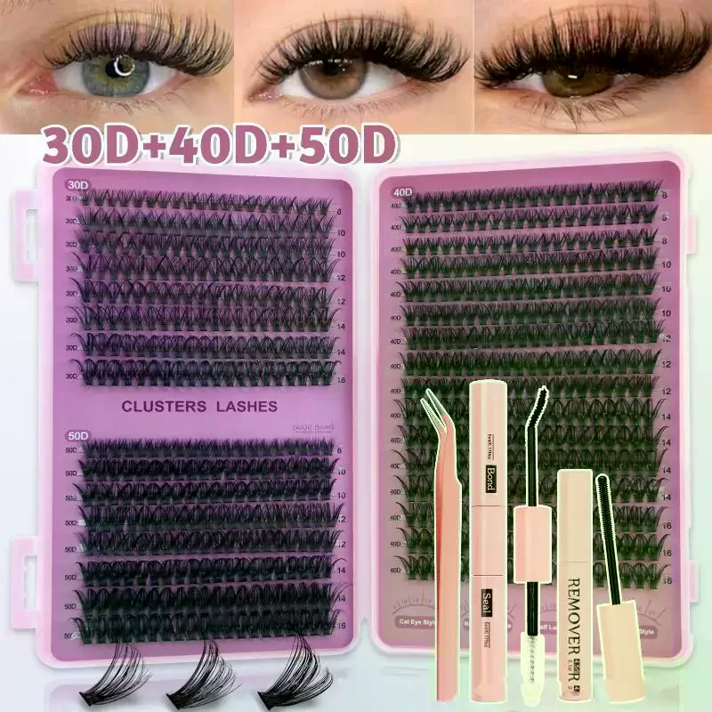 DIY Eyelash Clusters Kit Individual Eyelashes Kit Large Capacity Wispy Lashes Eyelash Extensions Kit Reuseable