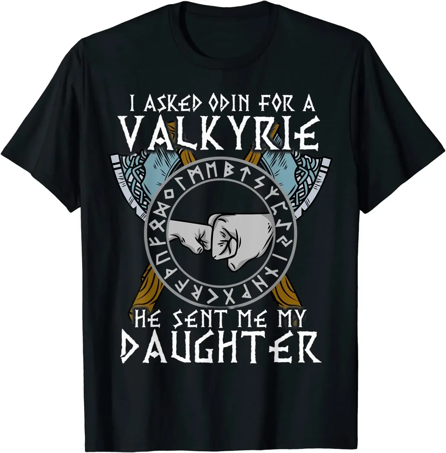 

Odin Valkyrie My Daughter Family Подарочная футболка на день отца 100% хлопок с круглым вырезом Летняя повседневная мужская футболка с короткими рукавами