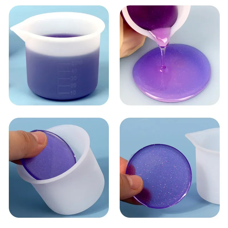 50ml Silicone Measuring Cup Transparent with Scale Food-Grade Separating Cups DIY Cake Epoxy Resin Jewelry Making Tools