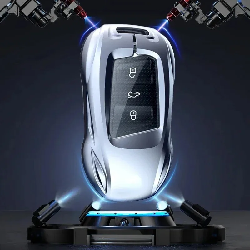 For Volkswagen Magotan Passat B8 Zinc Alloy Silver Car Key Protection Shell Smart Remote Key Cover Interior Accessories