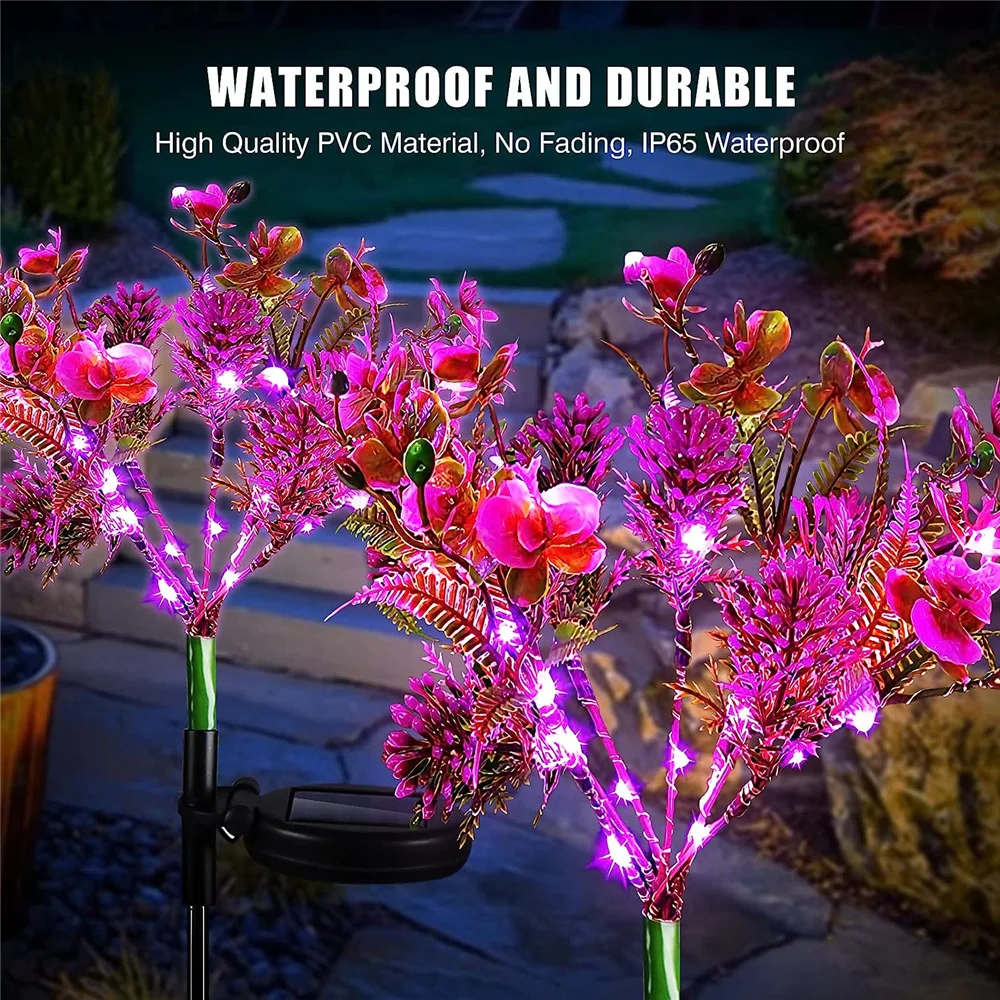 

1pc Solar Light Outdoor Garden Decorative Solar Powered Phalaenopsis Flower Light Waterproof IP65 Gardening Gifts for Women