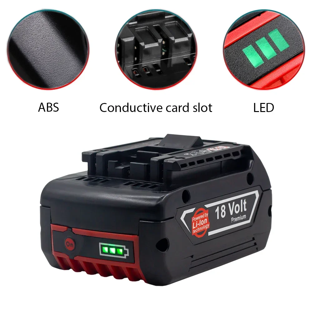 18V6.0Ah Rechargeable Li-Ion Battery For Bosch 18V Power Tool Backup 6000mah Portable Replacement for BOSCH 18V Battery BAT609