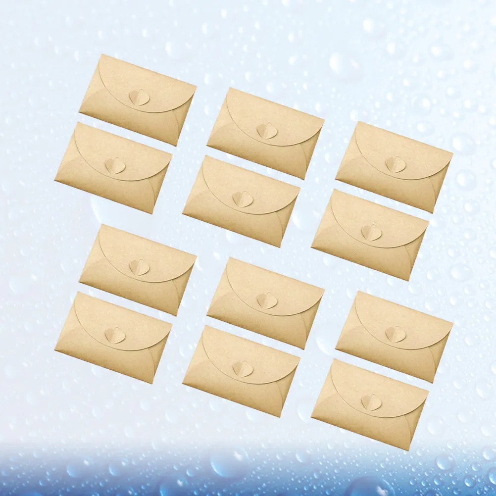 12Pcs Classic Love Heart Button Envelopes Heavy Duty Kraft Paper Envelopes for Postal Stamps Name Cards Small Items Vintage