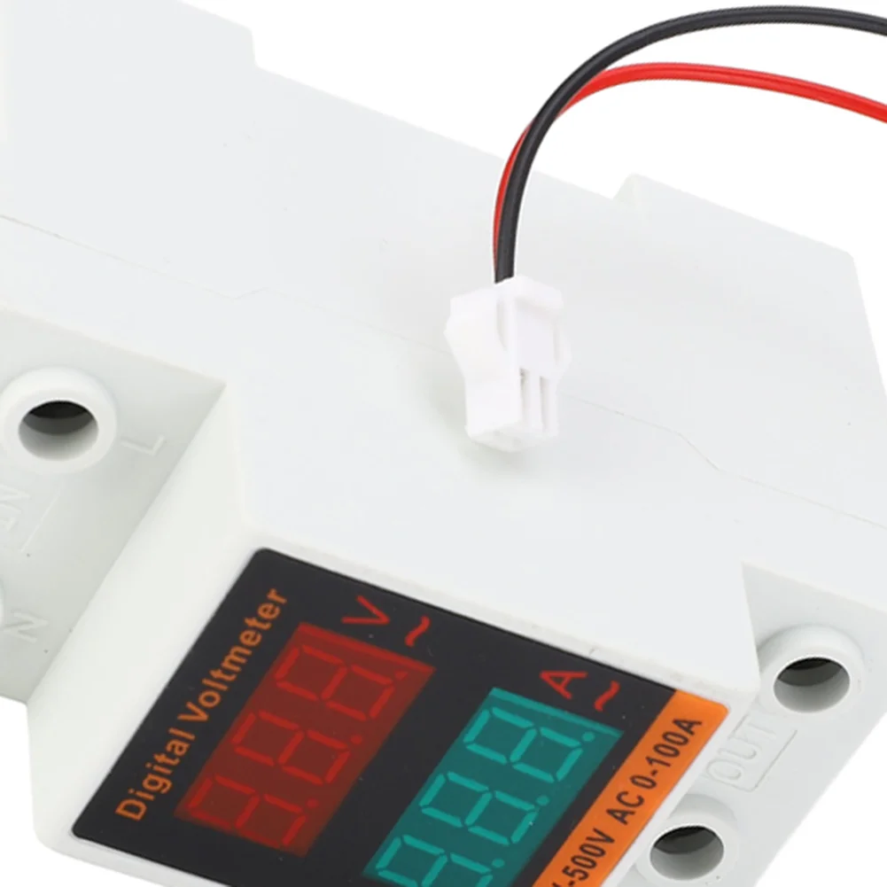 AC Ammeter Voltmeter C45-2042VA with Digital LED Display DIN Rail Mount for 20-500V and 0-100A for Power Line Monitoring