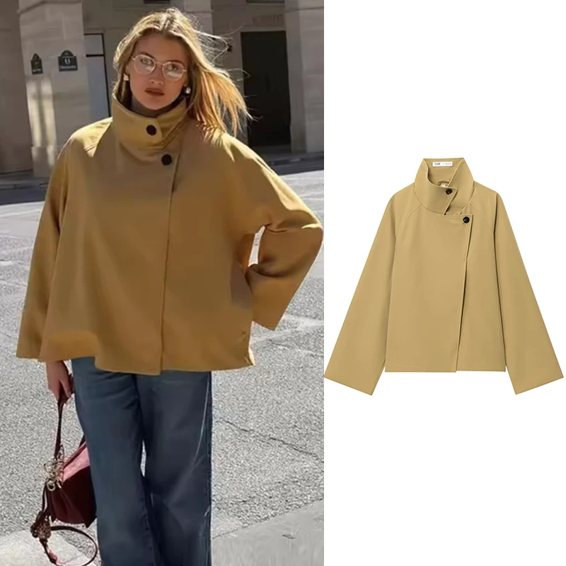 

New Women's Jackets Autumn 2025 Chic Straight Loose High-necked Autumn Street Warm Coats Women's Fashion Elegant Youth Jackets
