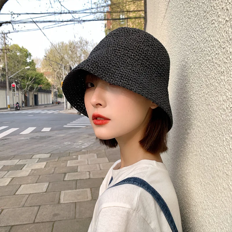 Summer Sun Hat Women Hand Weaving Panama Hat Girls Visor Bucket Hat Fisherman Hat Elegant for Women Beach Straw Hat