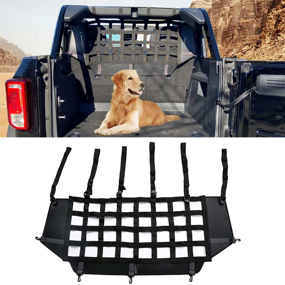 

Car Rear Trunk Mesh Dog Barrier Divider Organizer Isolation Cargo Net for Ford Bronco 4 Door 2021 2022