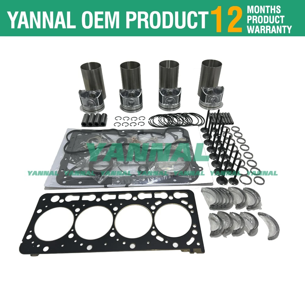 For Kubota V3800 Overhaul Rebuild Kit W/ Valves M96S M108S M105S Tractor Engine