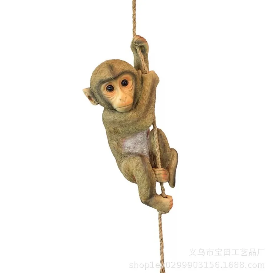 Funny Spring Garden Animal Chimpanzee Hanging Monkey Baby Climbing Tree Resin Crafts Statue Decoration
