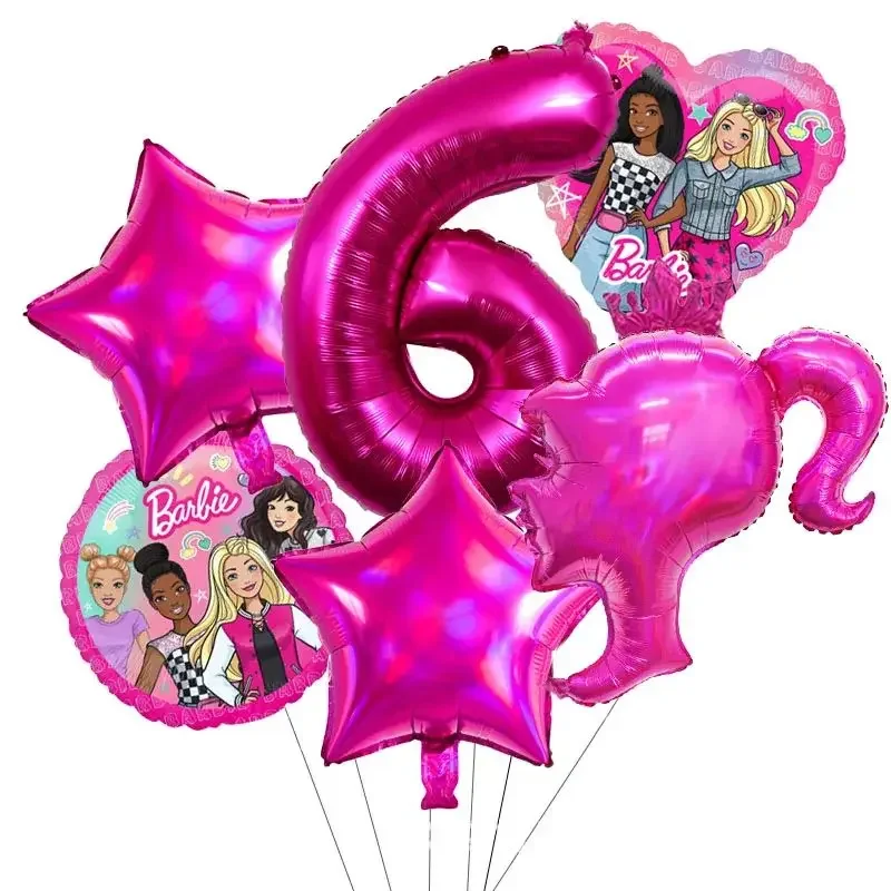 Barbie Louça Descartável Para Decoração De Festa, Saco De Presente, Prato, Balão, Caixa De Doces, Desenhos Animados, Rosa, Fontes Do Partido, Aniversário