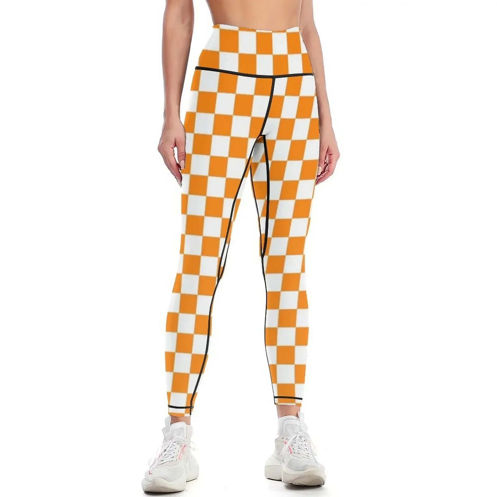 

Orange and White Checkerboard Leggings harem pants Fitness's gym clothes for girls gym womans Womens Leggings
