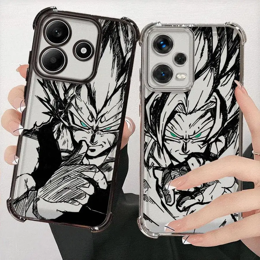 

Case for Redmi Note 12 Pro 11 11s 10s 14 9Pro 13 10 Lite 9S 10 Pro Clear Cover Dragon Ball Goku Vegeta