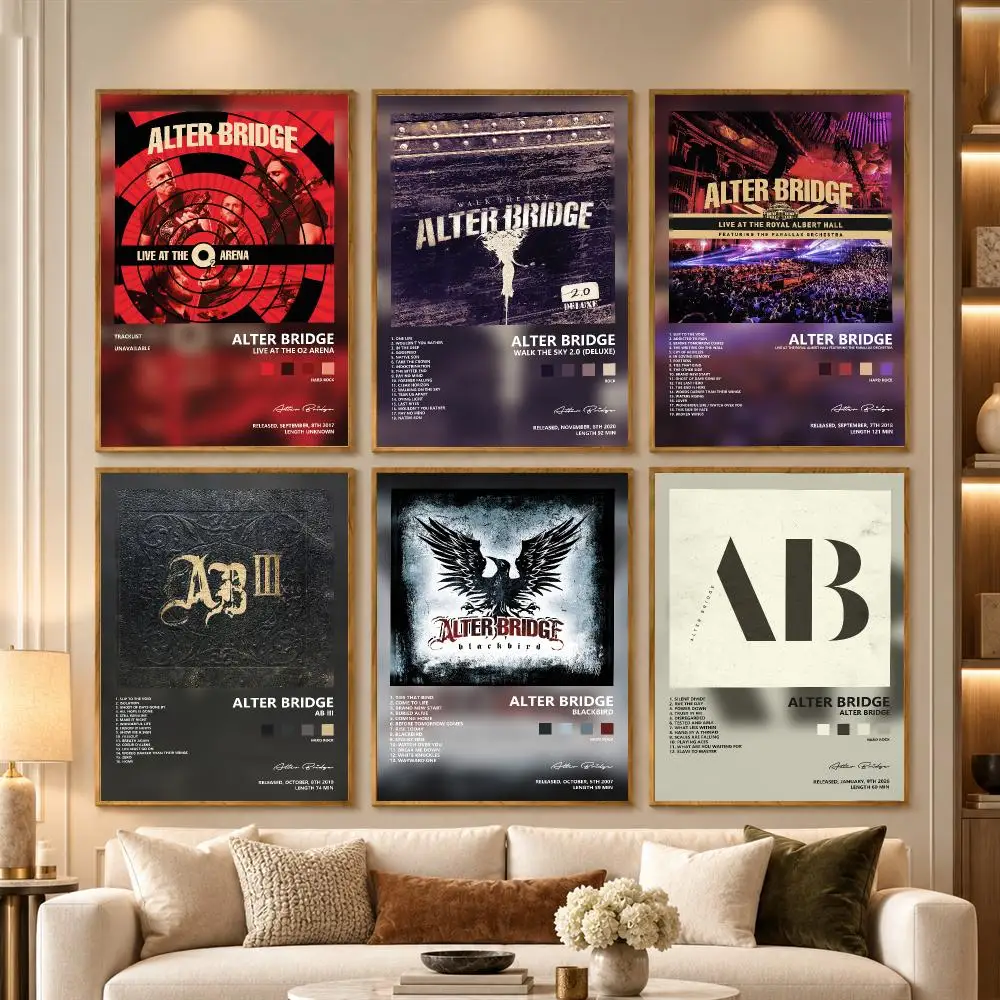 A-Alter Bridge Album Poster Wall Art Stickers Self Adhesive Print Mural Decals for Bedroom Living Room Apartment Home Decor Gift