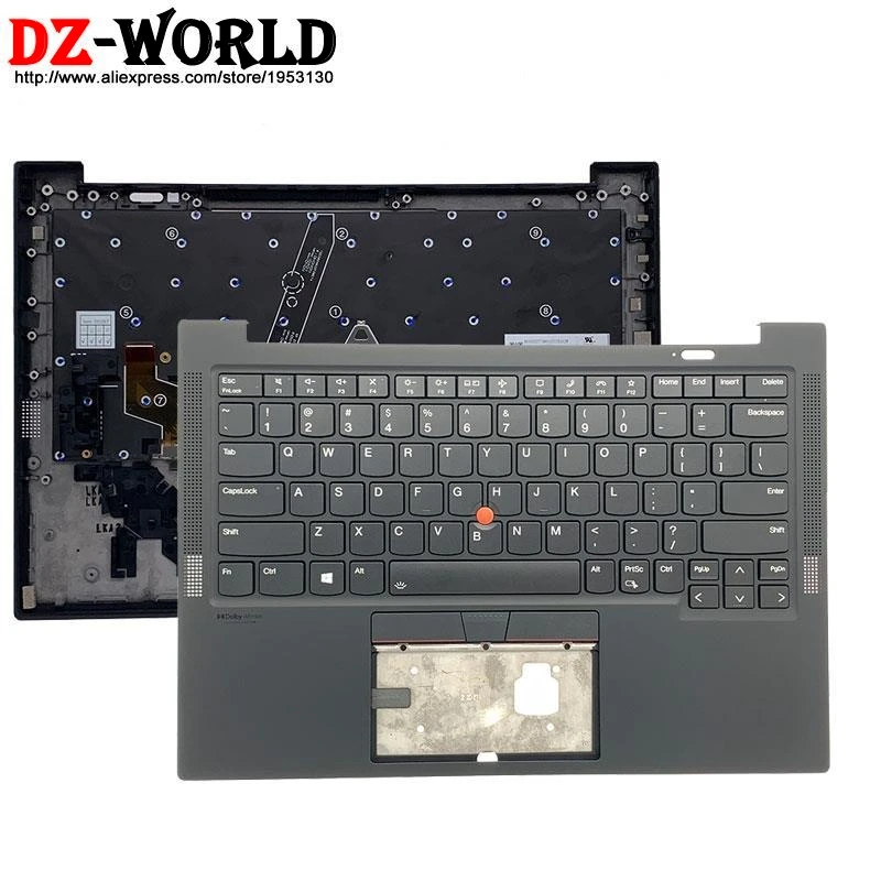 

Новый/оригинальный верхний чехол с упором для рук и клавиатурой США Olimlish с подсветкой для ноутбука Lenovo Thinkpad X1 Carbon 9-го поколения 5M11C53307