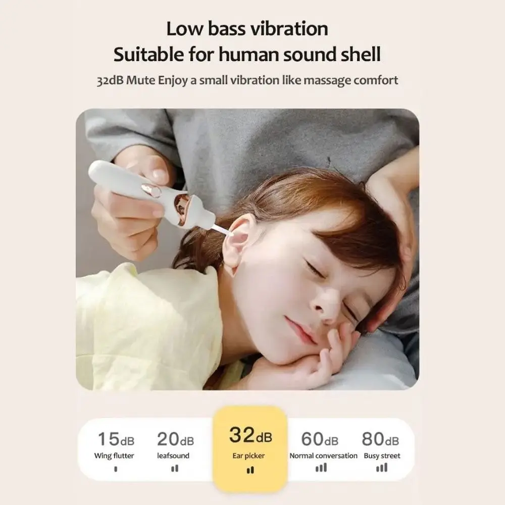 

USB перезаряжаемая электрическая насадка для удаления ушной серы, мягкая ушная ложка, безопасная вибрационная электрическая насадка для ушей со светодиодной подсветкой, визуальный