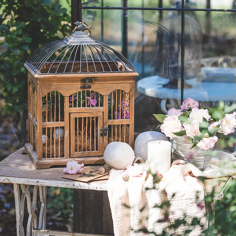 Decorative Bird Cage Wooden Home And Garden Ornament