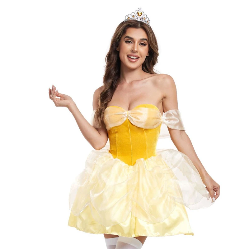 Carnival Halloween Classic Lady Beauty Princess Belle Costume Aurora Snow White Queen Spooktacular Cosplay Fancy Party Dress