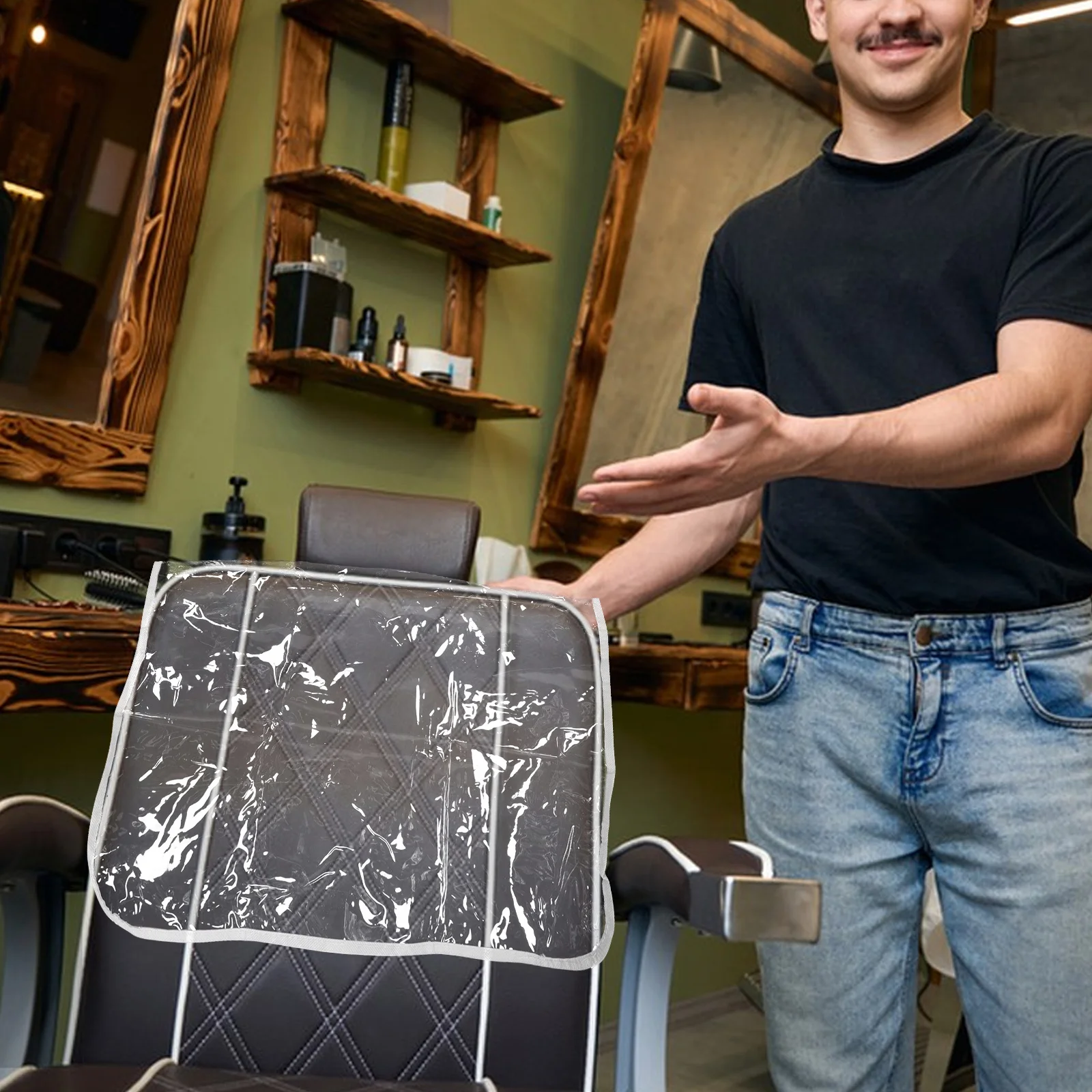 

Salon Chair Back Cover Clear Plastic Hair Salon Styling Chair Protector Prevent Stains Dust Waterproof Barber Shop Office Movie