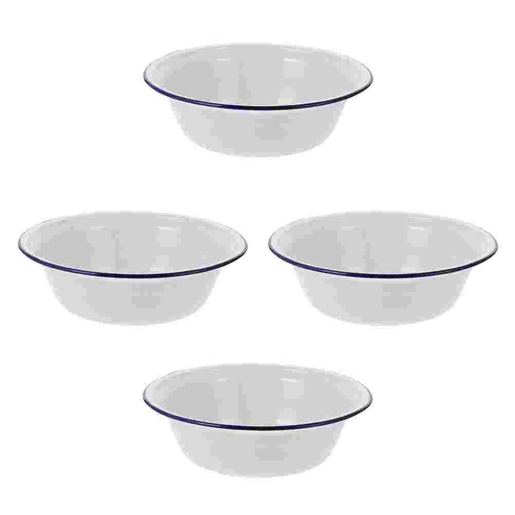 

Enamel Bowl Household Enamelware Home Soup Basin Creative Food Containers with Lids