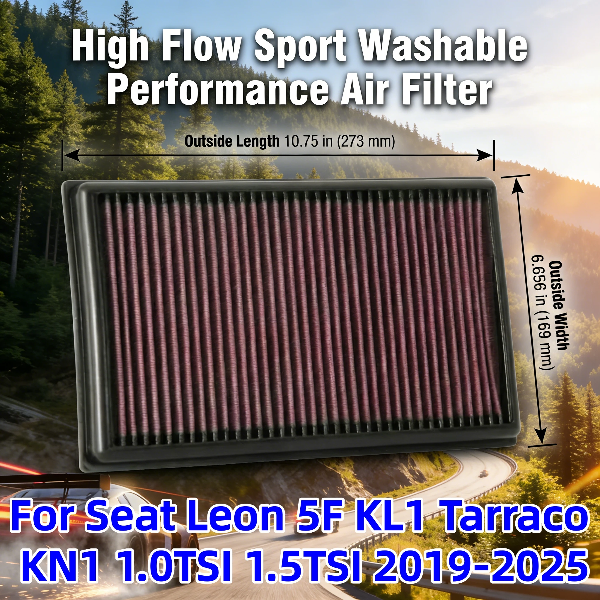 

Для Seat Leon 5F KL1 Tarraco KN1 1.0TSI 1.5TSI 2019-2025: Спортивный моющийся воздушный фильтр с высокой пропускной способностью для панели, замена