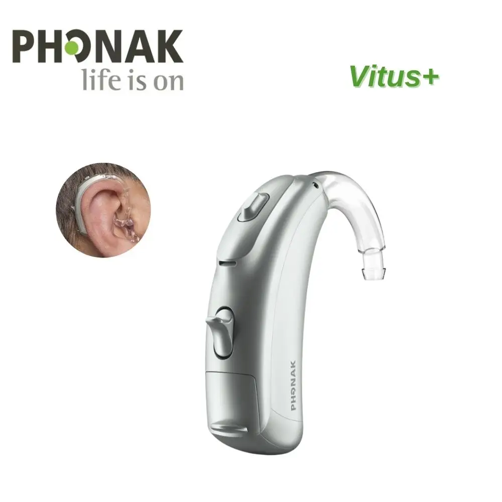 

Phonak Vitus+ hearing aid 6 channels digital Programmable 120db Original High Power Imported Chips Hearing Aids（silvery）