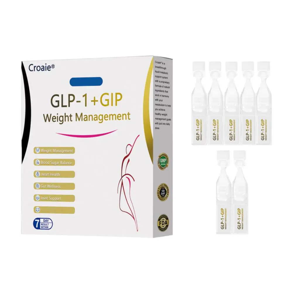 Croaie GLP-1+GIP Weight Management Drops 7pcs - Blood Sugar Balance, Metabolism Support, Body Care for Daily Weight Control