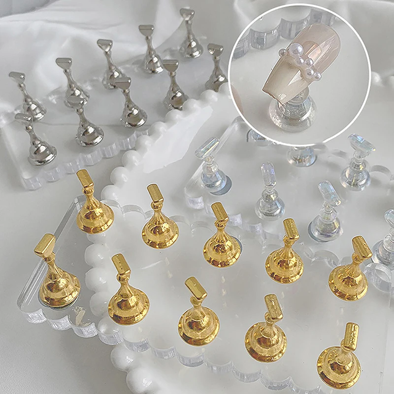 حامل ممارسة فن الأظافر من الأكريليك ، مجموعة قاعدة صف مزدوج ، ذهب ، فضي ، حامل سبيكة معدنية مغناطيسية ، أداة تجميل الأظافر ، ملحقات الأظافر ، الصالون