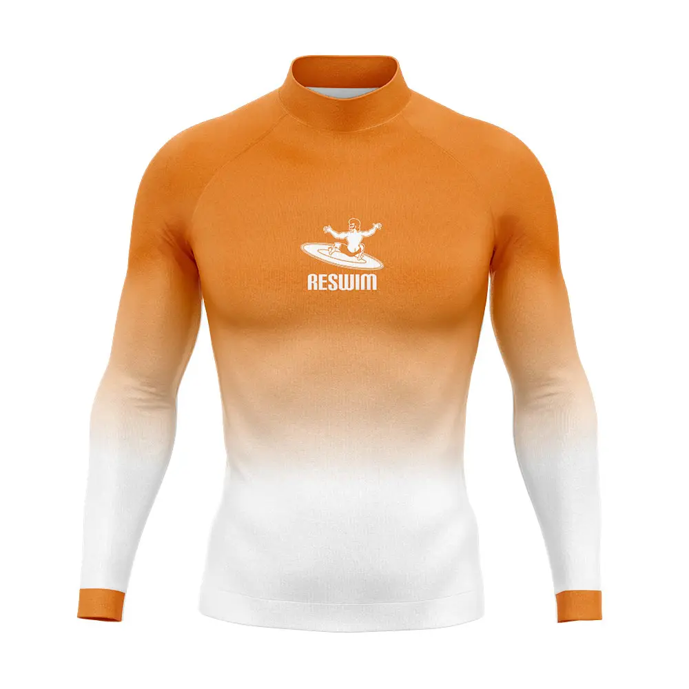 Nowy męski strój kąpielowy z długim rękawem wysypka straż Surf t shirt letni pływanie na plaży obcisłe Surf clothing UV skirsuit Rashguard