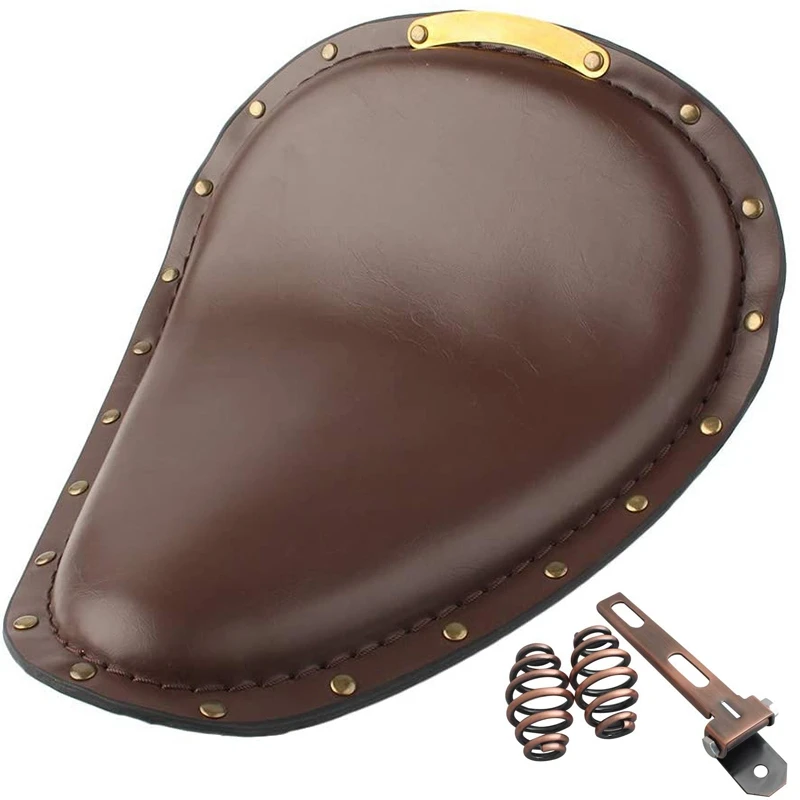 

Motorcycle Retro Driver Solo Seat Cushion Compatible with Spring Swivel Bracket for Bobber Chopper Cruiser,(