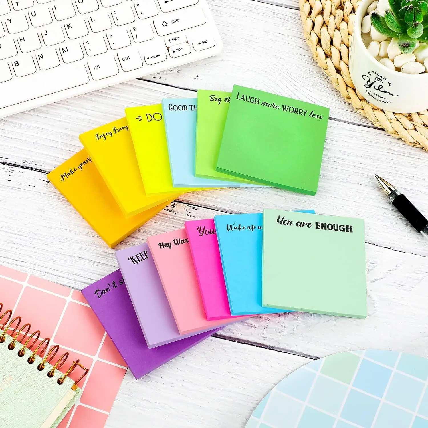 Student Pocket Word Book Note Pad Message Note School Stationery Office Supplies 3 X 3 Inch Motivational Notepads Papers 12pcs