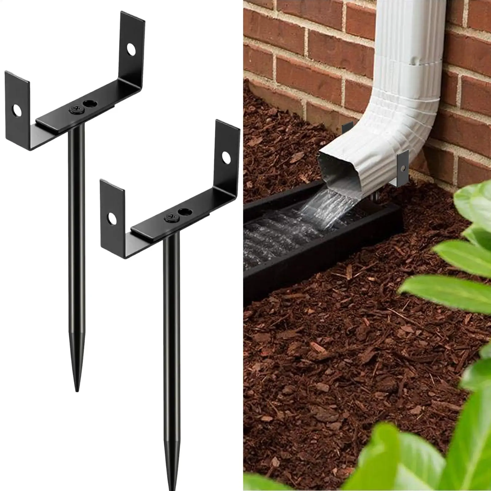 側溝縦樋ブラケット 2 個縦樋ステーク調整可能な防錆スタンド庭排水デッキ洪水防止パティオ用