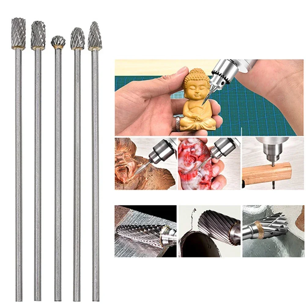 1 Máy Tính Dài Thêm Xoay Tiếng Sột Soạt Các Tập Tin Burr Hợp Kim Vonfram Khắc Xay Cắt Mũi Khoan Đôi Cắt Sáo Cho Kim Loại Wook 3*6*100Mm