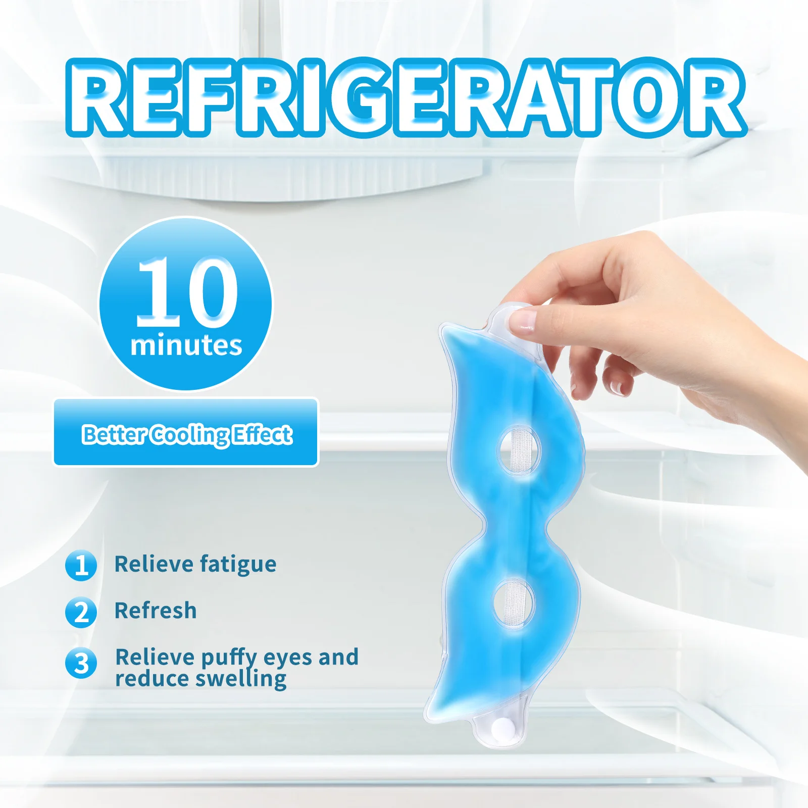 قطعتان من قناع العين الجل القابل لإعادة الاستخدام وضغط الثلج لانتفاخ العين وتخفيف الحكة واللياقة المريحة باللون الأزرق